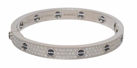 Cartier Love Diamond Paved Ceramic 18k White Gold Bracelet 17 B/P 2023 N6032417