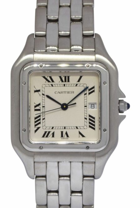 Cartier Panthere Jumbo Steel Silver Roman Dial Quartz Watch W25032P5 1300