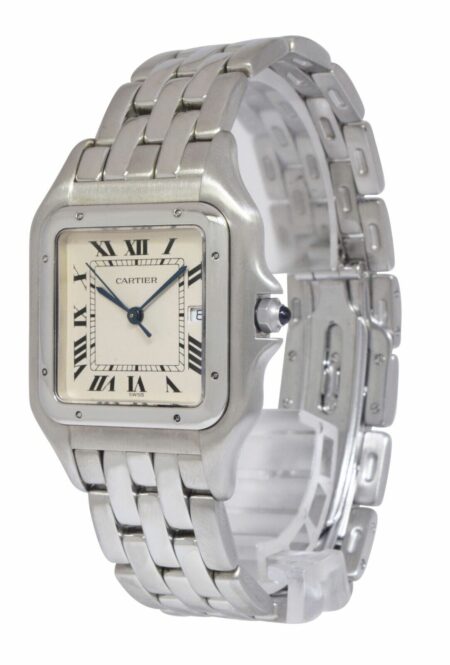 Cartier Panthere Jumbo Steel Silver Roman Dial Quartz Watch W25032P5 1300