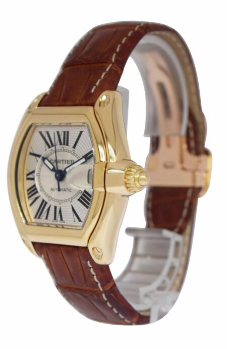 Cartier Roadster 18k Yellow Gold Mens Automatic Watch On Strap W62005V2 2524