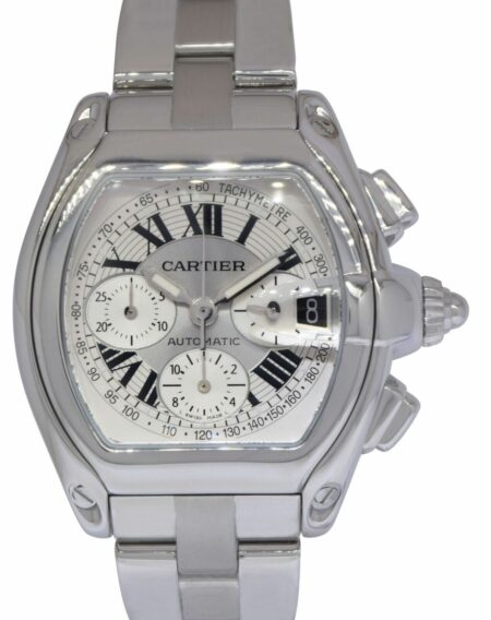 Cartier Roadster XL Chronograph Steel Silver Dial Mens Watch W62007X6 2618