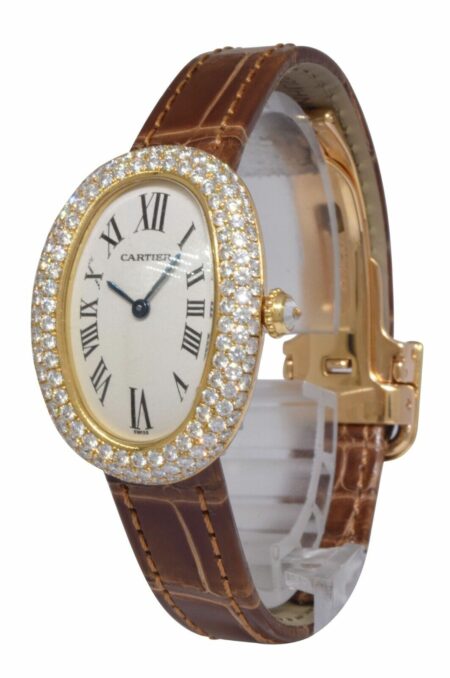 Cartier Baignoire Mini 18k Yellow Gold & Diamond Ivory Dial Ladies Watch 1954