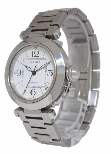 Cartier Pasha C Steel White Dial Midsize 35mm Automatic Watch B/P W31074M7 2324