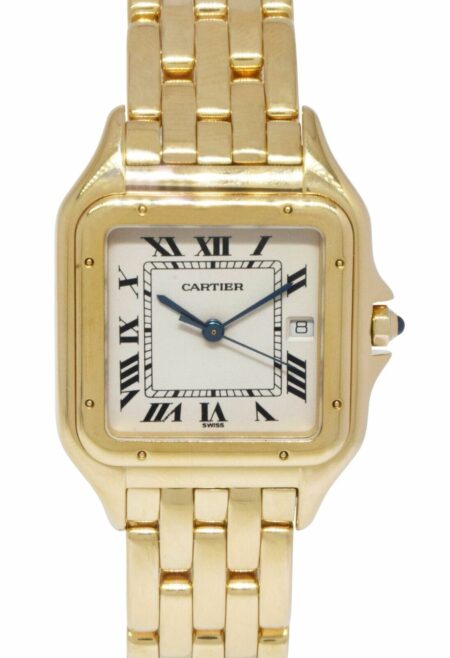 Cartier Panthere Large 18k Yellow Gold Ivory Roman Dial Quartz Watch W25014B9