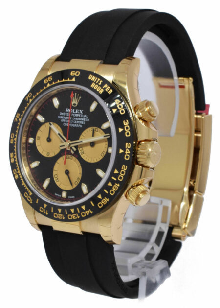 NOS Rolex Daytona 18k Yellow Gold Black Dial Oysterflex Watch '21 B/P 116518