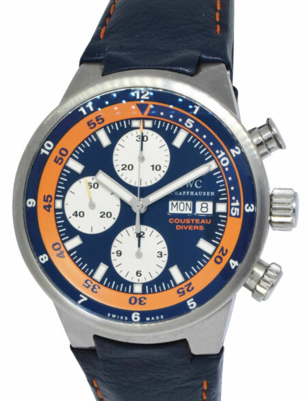 IWC Aquatimer Chronograph Cousteau Divers Steel Blue/Orange 43m Watch IW378101