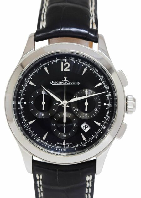 Jaeger Lecoultre Master Control Chronograph Steel Black 40mm Watch 174.8.C1