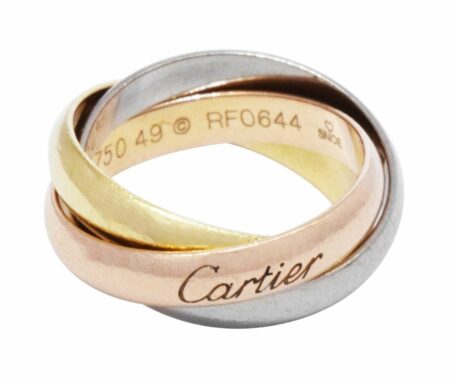 Cartier Trinity Classic 18k White Yellow & Rose Gold Ring P/P Size 49 B4052749