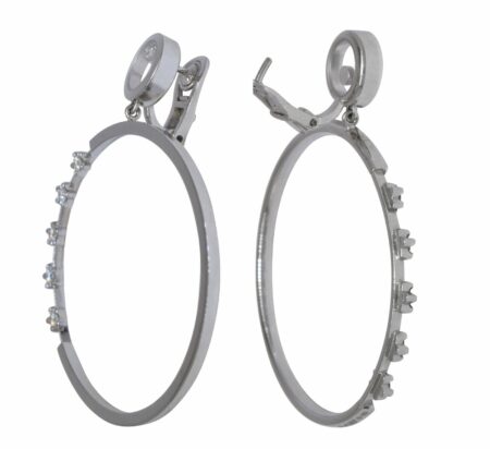 Chopard Happy Diamonds 18k White Gold 5 Diamond Star Hoop Earrings 847625-1001