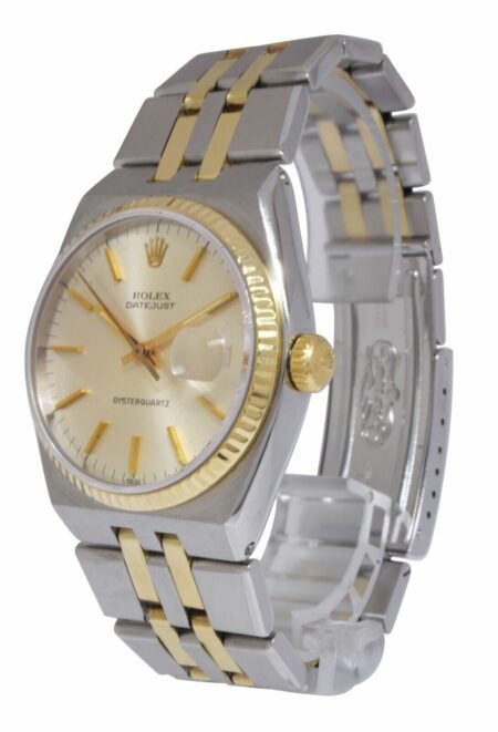 Rolex Datejust Oysterquartz 14k Yellow Gold/Steel Silver 36mm Watch '77 17013