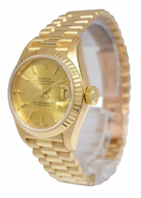 Rolex Datejust President 18k Yellow Gold Champagne Ladies 26mm Watch K 79178