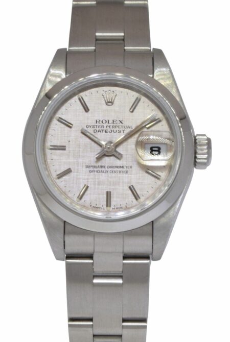 Rolex Datejust Stainless Steel Gray Linen Dial Ladies 26mm Watch W 69160