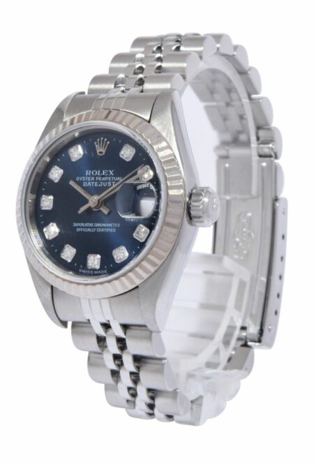 Rolex Datejust Steel/18k Gold Bezel Blue Diamond Dial Ladies 26mm Watch P 79174
