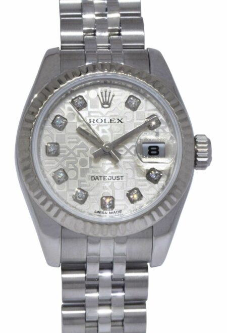 Rolex Datejust Steel/18k Gold Bezel Jubilee Diamond Dial 26mm Watch B/P Z 179174
