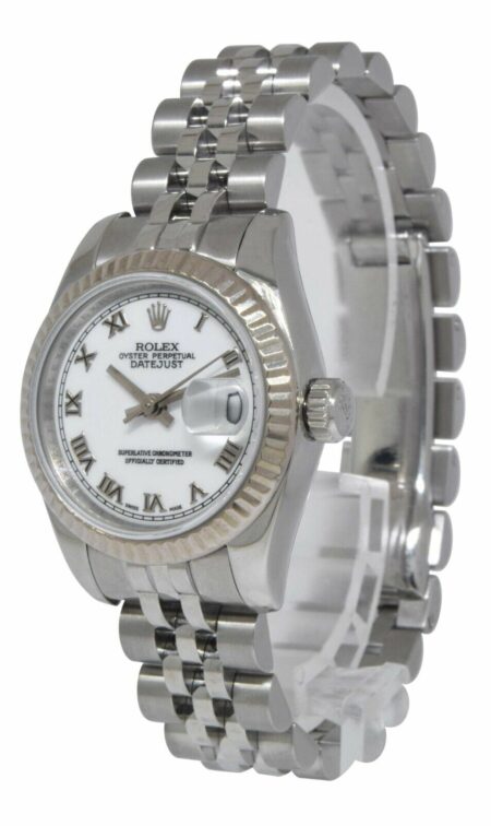 Rolex Datejust Steel/18k Gold Bezel White Dial Ladies 26mm Watch B/P M 179174