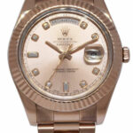 Rolex Day-Date II President 18k RG Pink Diamond Dial Mens Watch 218235