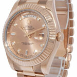 Rolex Day-Date II President 18k RG Pink Diamond Dial Mens Watch 218235