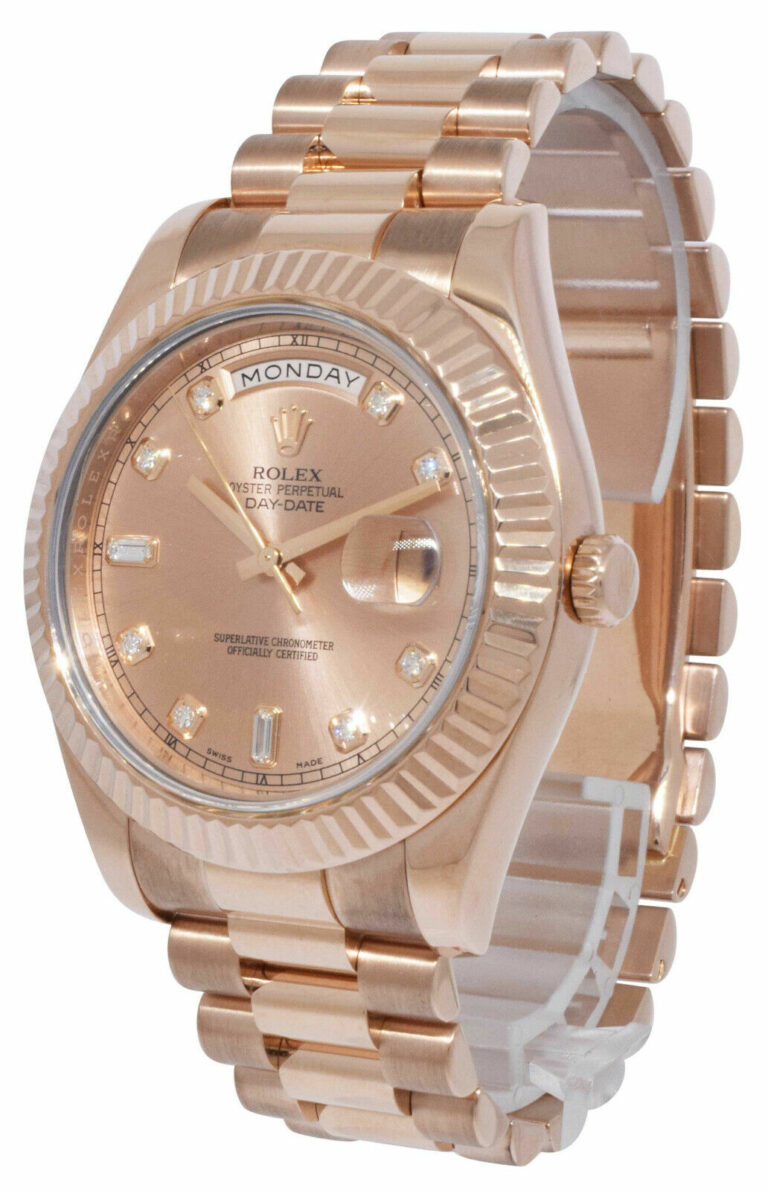 Rolex Day-Date II President 18k RG Pink Diamond Dial Mens Watch 218235