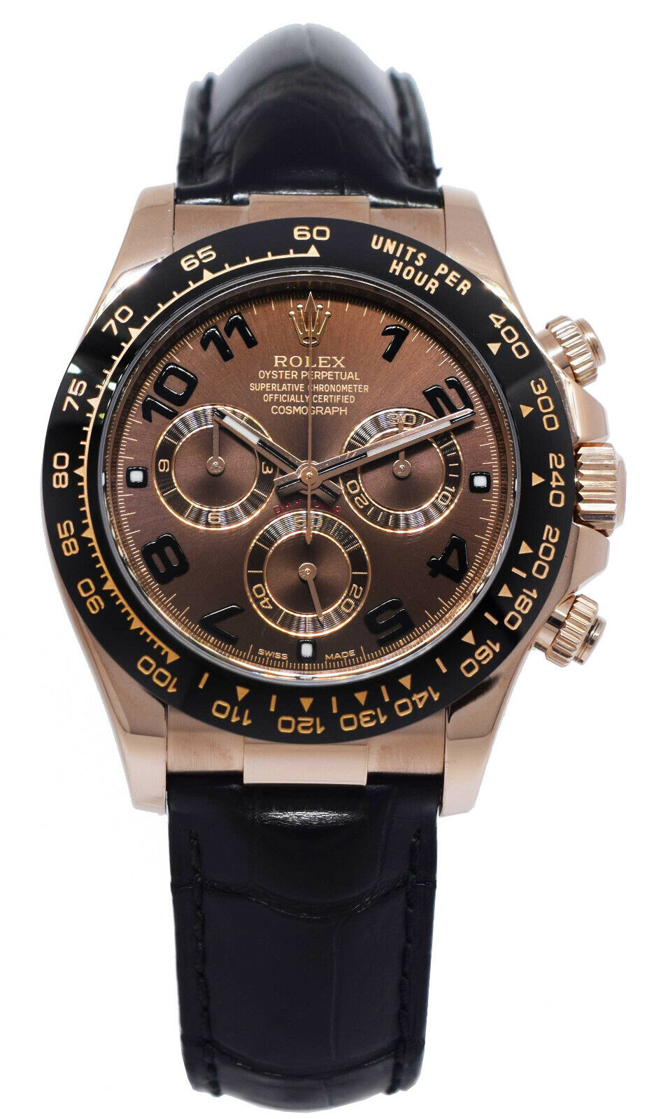 Rolex Daytona 18k Rose Gold / Ceramic Chocolate Dial 40mm Watch B/P '17  116515 - Jewels in Time