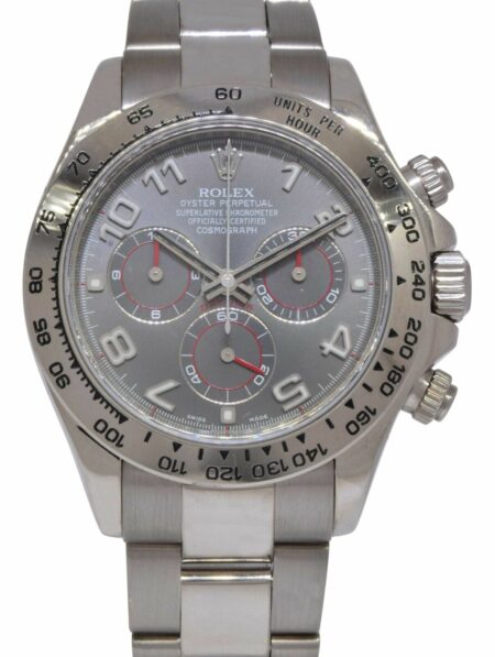 Rolex Daytona Chronograph 18k White Gold Gray Dial Watch D 116509