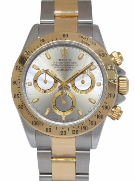 Rolex Daytona Chronograph 18k Yellow Gold/Steel Gray Dial Watch +Paper P 116523
