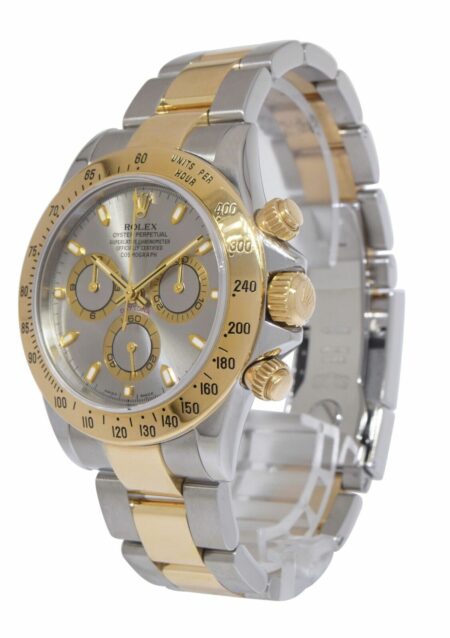 Rolex Daytona Chronograph 18k Yellow Gold/Steel Gray Dial Watch +Paper P 116523
