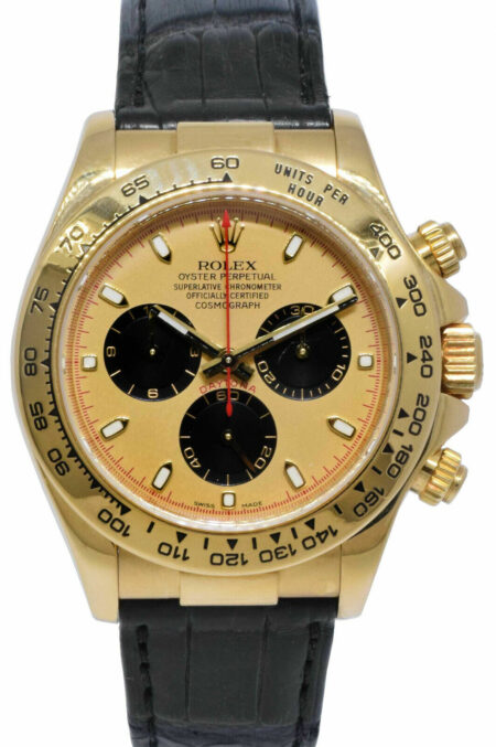 Rolex Daytona Chronograph 18k YG Champagne Panda Index Dial Watch Y 116518