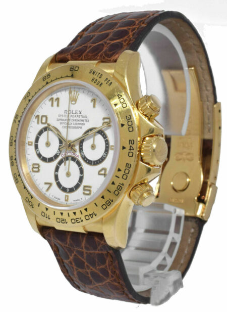 Rolex Daytona Chronograph 18k YG White Dial Leather strap Watch Box  N 16518
