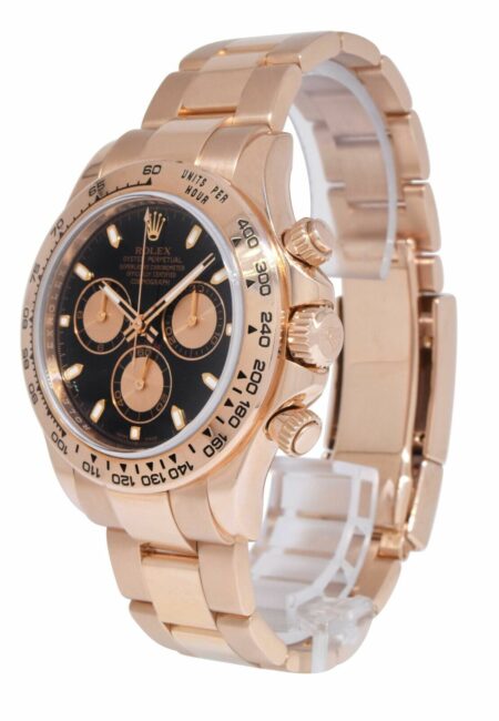 Rolex Daytona Chronograph Black Dial 18k Rose Gold Watch G 116505