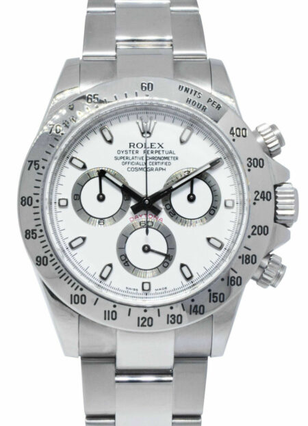 Rolex Daytona Chronograph Steel White Dial Mens 40mm Watch B/P '10 116520