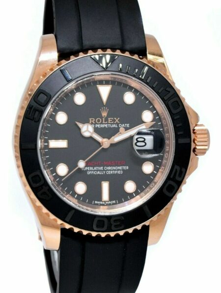 Rolex Yacht-Master 40 18k RG Oysterflex Black Dial Mens Watch B/P '15 116655