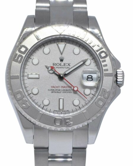 Rolex Yacht-Master Steel & Platinum Silver Dial Ladies 35mm Watch M 168622
