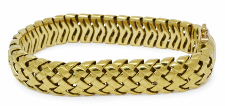 Tiffany & Co. Vannerie 18k Yellow Gold Woven Link Bracelet 7" with Box