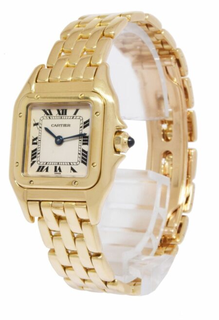Cartier Panthere Small 18k Yellow Gold Silver Dial Ladies 22mm Quartz Watch