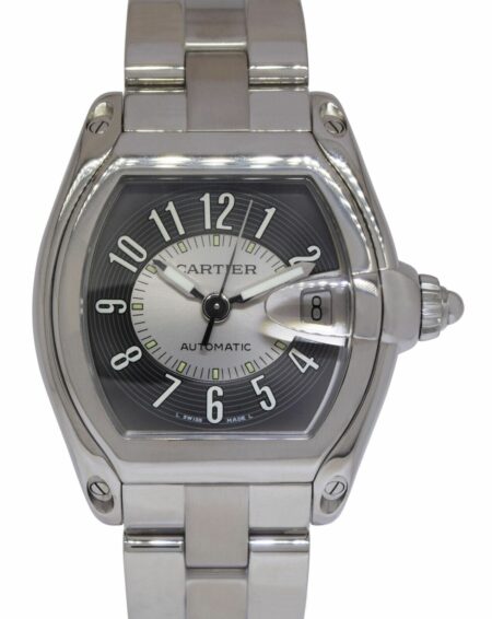 Cartier Roadster Steel Silver/Gray Dial Mens Automatic Watch W62001V3 2510
