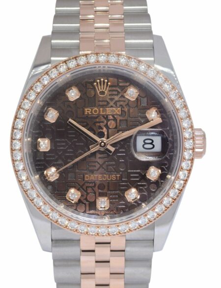 Rolex Datejust 36 18k Rose Gold/Steel Jubilee Chocolate Diamond Watch 126281