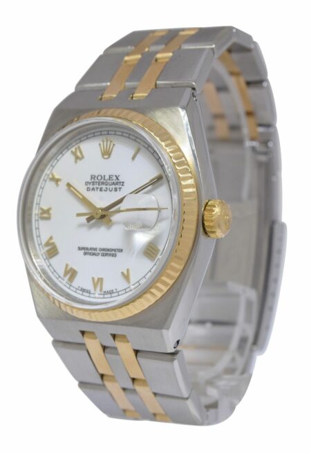 Rolex Datejust Oysterquartz 18k Yellow Gold/Steel White Dial 36mm Watch E 17013