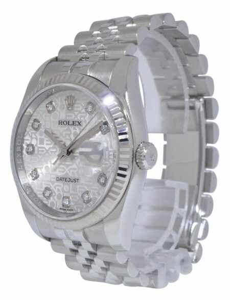 Rolex Datejust Steel/18k White Gold Bezel Jubilee Diamond Dial 36mm Watch 116234