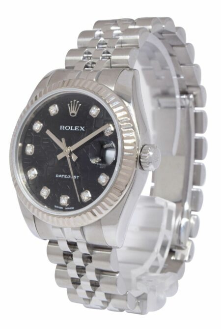 Rolex Datejust Steel & Gold Bezel Black Jubilee Diamond Dial 31mm Watch D 178274
