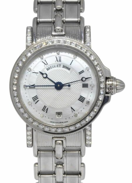 Breguet Marine 18k White Gold MOP Diamond Ladies 26mm Automatic Watch 8401BB